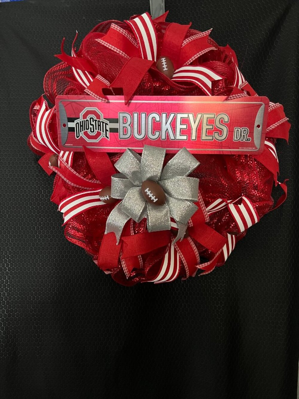 Ohio Buckeyes Deco Mesh Football Wreath